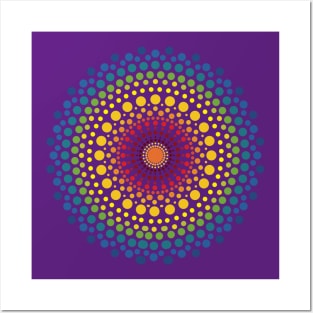 Rainbow Mandala Dotted Posters and Art